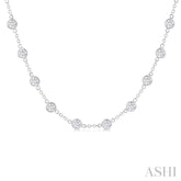 5 Ctw Bezel Set Round Cut Diamond Station Necklace in 14K White Gold